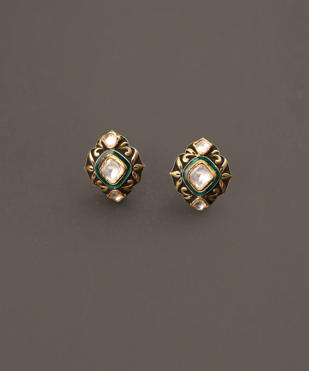 Anahita_Handcrafted_Pure_Silver_Stud_Earrings_With_Semi_Precious_Stones_WeaverStory_02