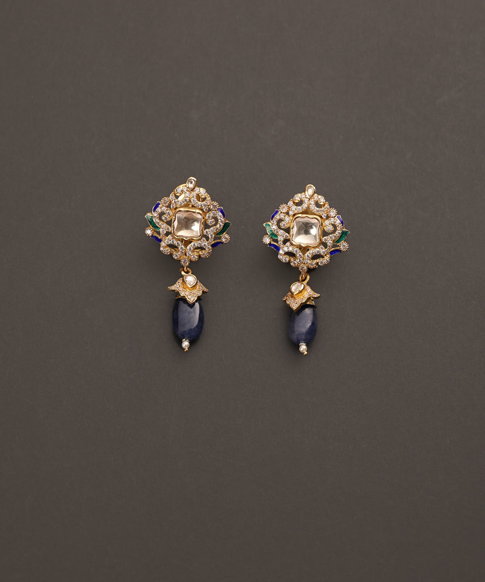 Saba_Handcrafted_Pure_Silver_Stud_Earrings_With_Semi_Precious_Stones_WeaverStory_03