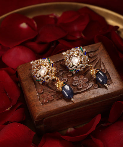 Saba_Handcrafted_Pure_Silver_Stud_Earrings_With_Semi_Precious_Stones_WeaverStory_01
