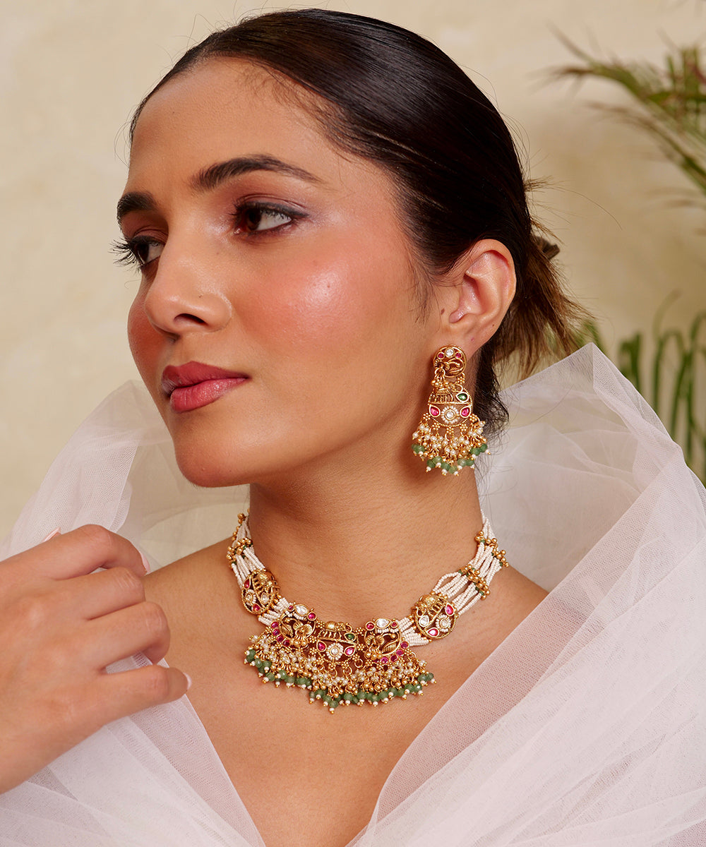 Morni Kundan Pearl Necklace Set