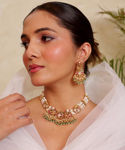 Morni Kundan Pearl Necklace Set