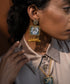 Hand-Embroidered_Blue_Floral_Beaded_Jhumka_Earrings_With_Gold_Bell_Drops_WeaverStory_01