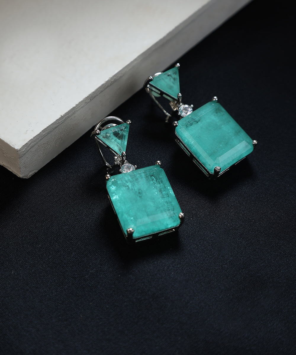 Katha_Handcrafted_Aqua_Blue_Earrings_With_Semi_Precious_Stones_WeaverStory_01