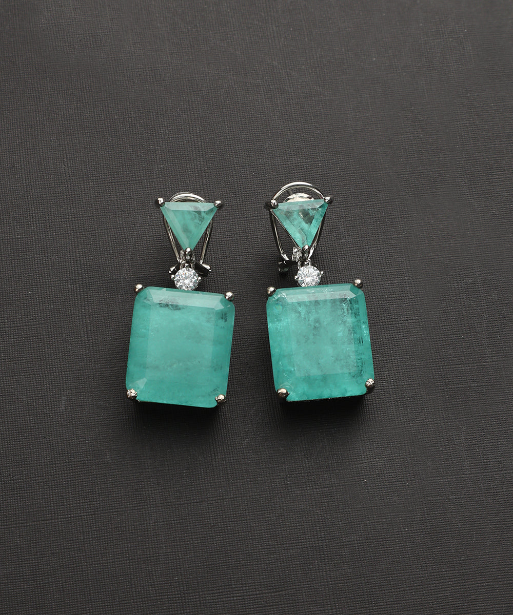 Katha_Handcrafted_Aqua_Blue_Earrings_With_Semi_Precious_Stones_WeaverStory_02