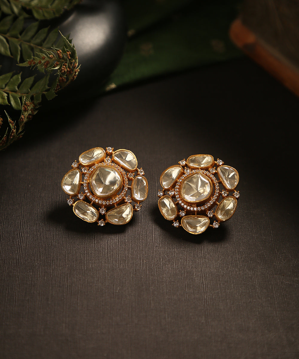 Taalia_Handcrafted_Studs_With_Moissanite_Polki_WeaverStory_01