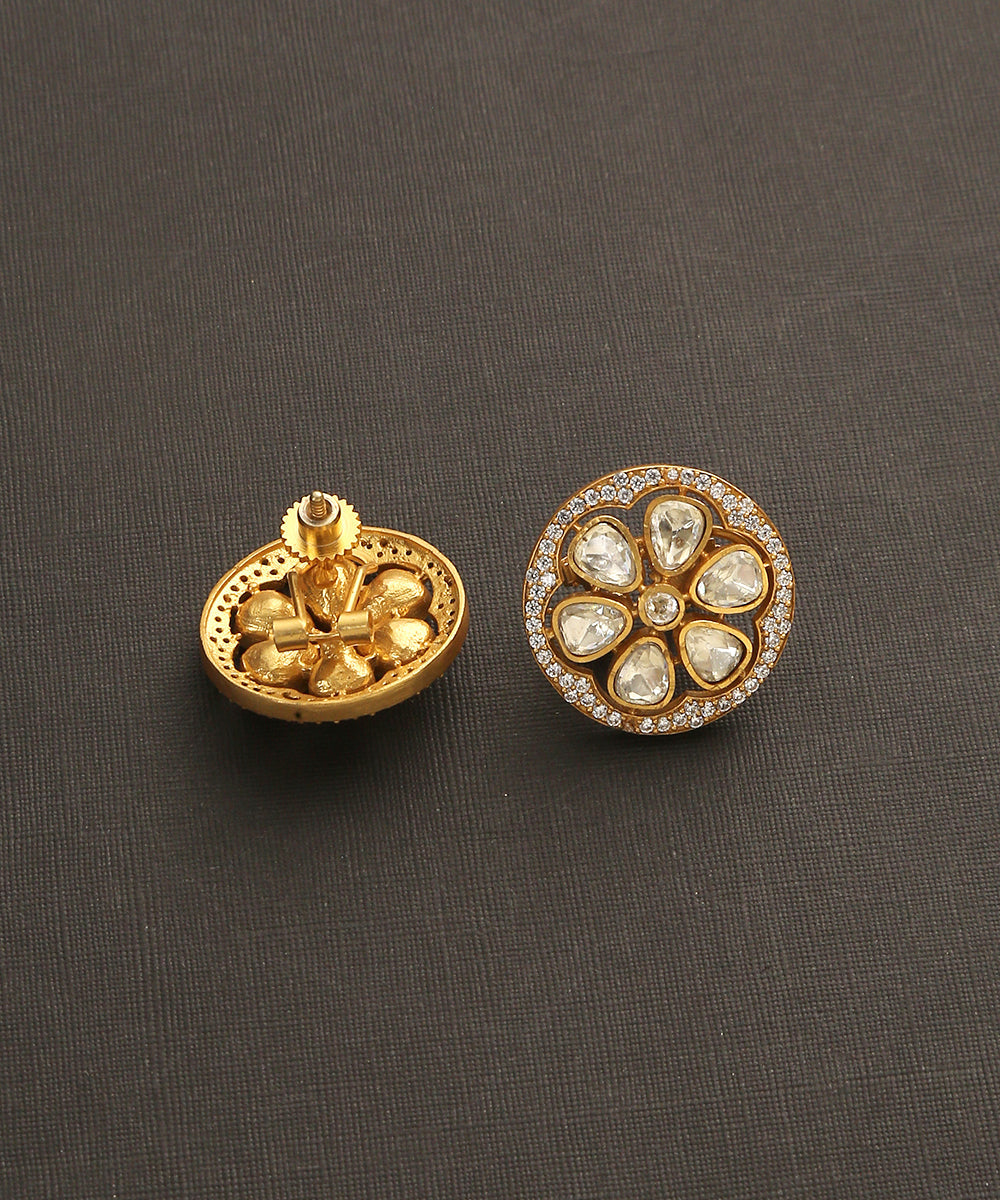 Aaliyah_Handcrafted_Floral_Studs_With_Moissanite_Polki_WeaverStory_03