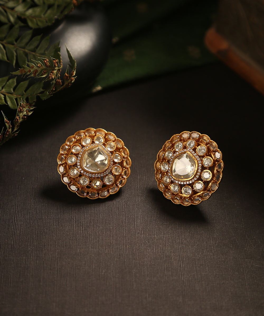 Anousheh Handcrafted Earrings With Moissanite Polki – WeaverStory