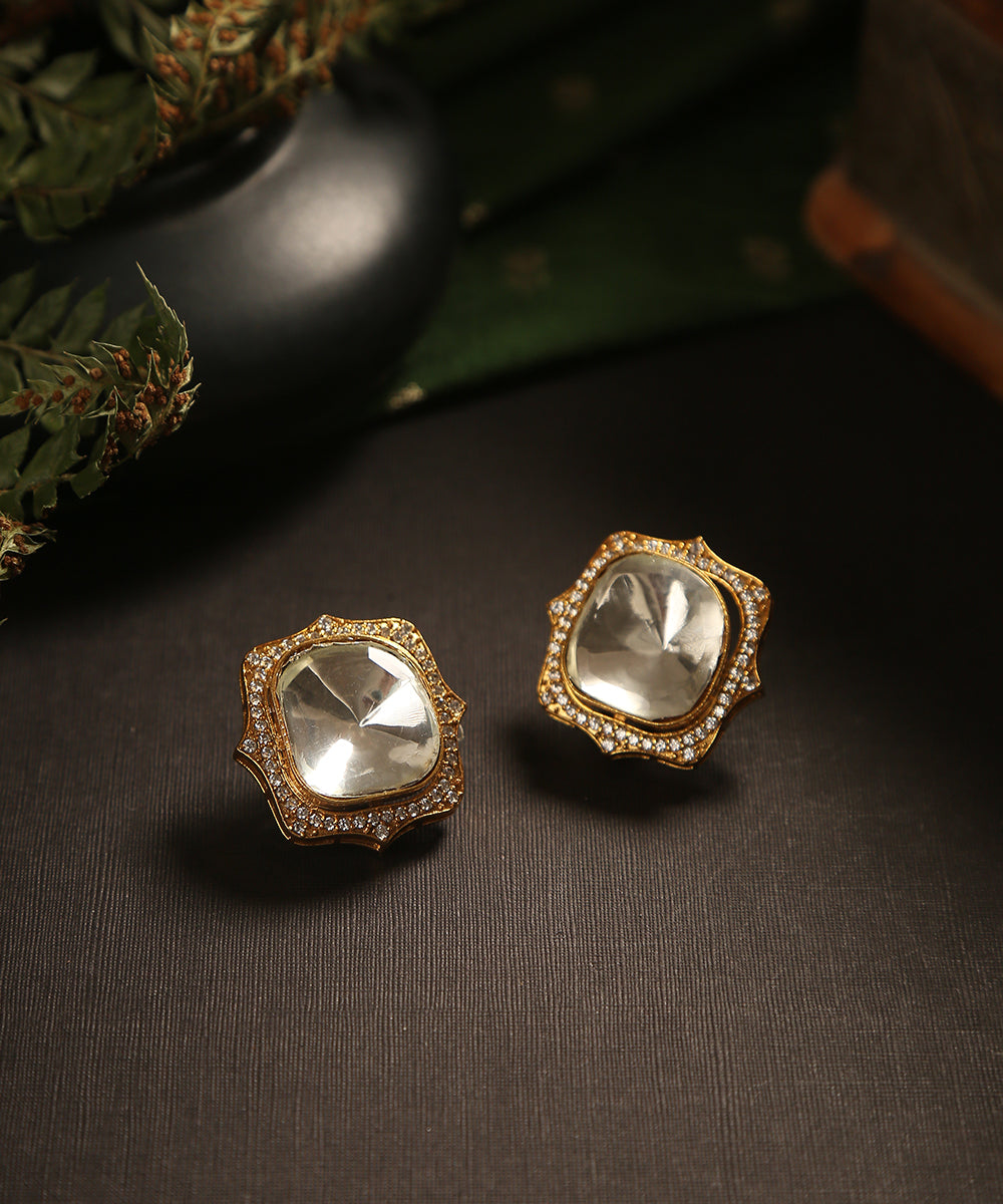 Azizah_Handcrafted_Studs_With_Moissanite_Polki_WeaverStory_01