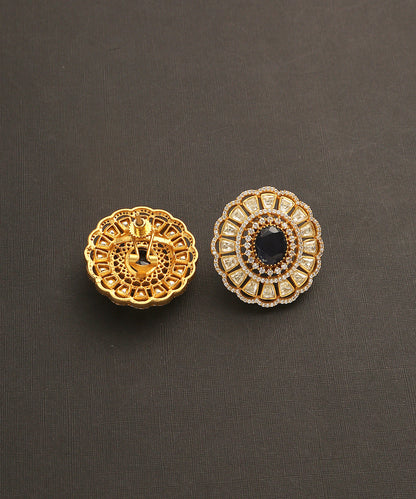 Taaliah_Handcrafted_Floral_Studs_With_Moissanite_Polk_And_Black_Stone_WeaverStory_03