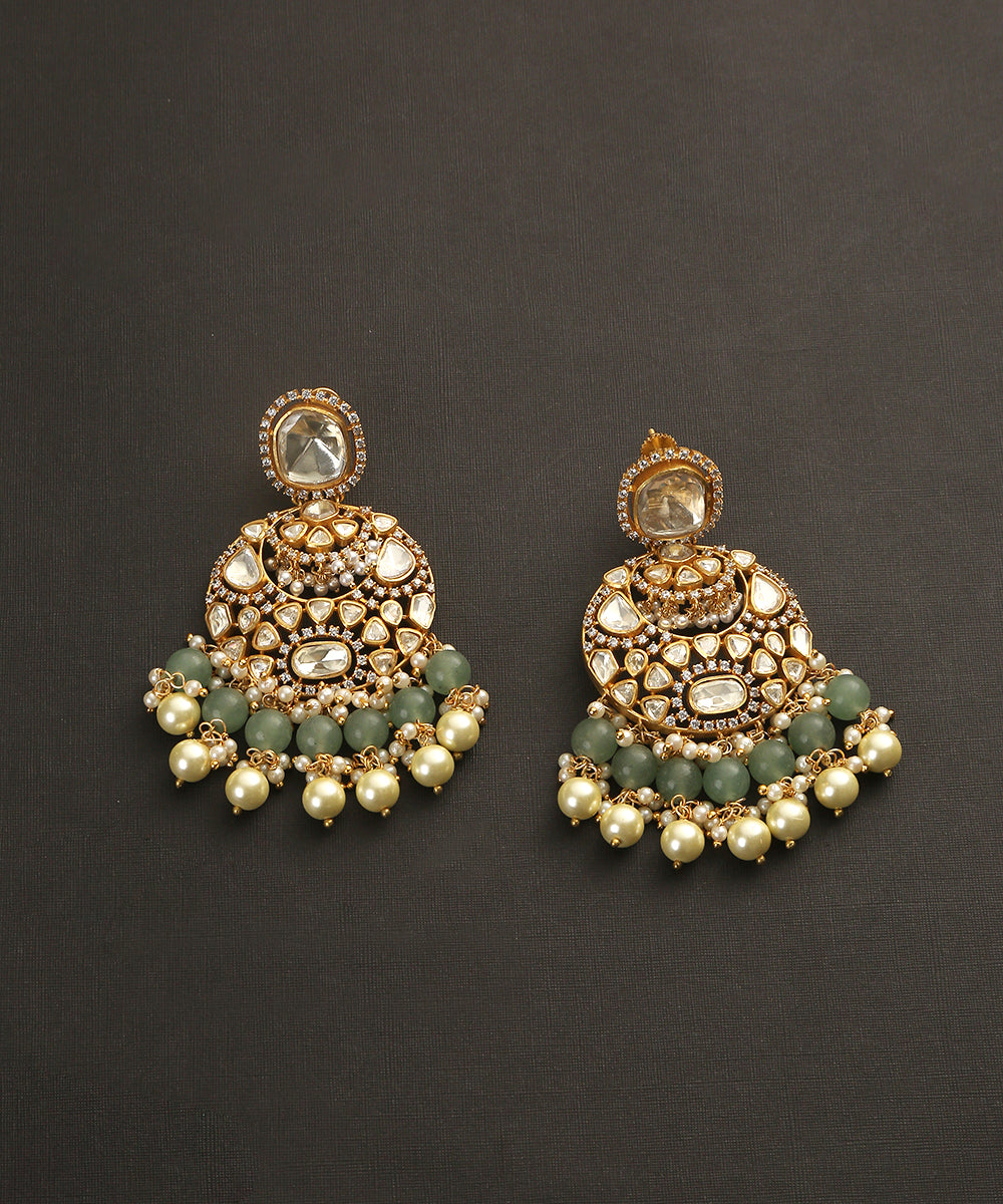 Umaiza_Handcrafted_Earrings_With_Moissanite_Polki_And_Pearl_Tassels_WeaverStory_02
