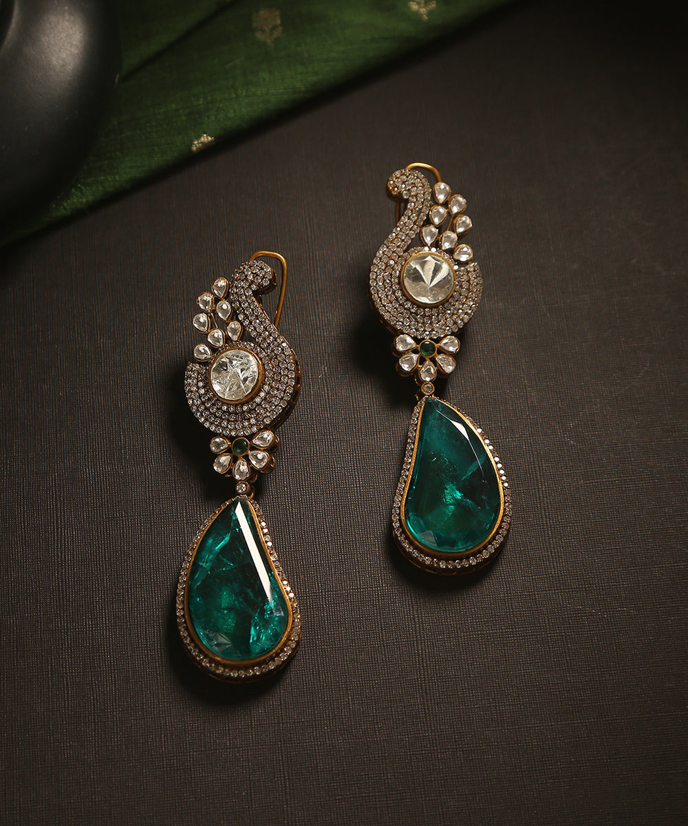 Yalina_Handcrafted_Earrings_With_Green_Semi_Precious_Stones_WeaverStory_01