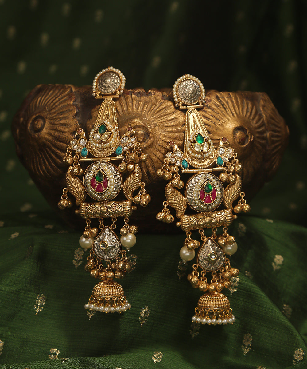 Aariyeh_Handcrafted_Golden_Earrings_With_Bird_Motifs_WeaverStory_01