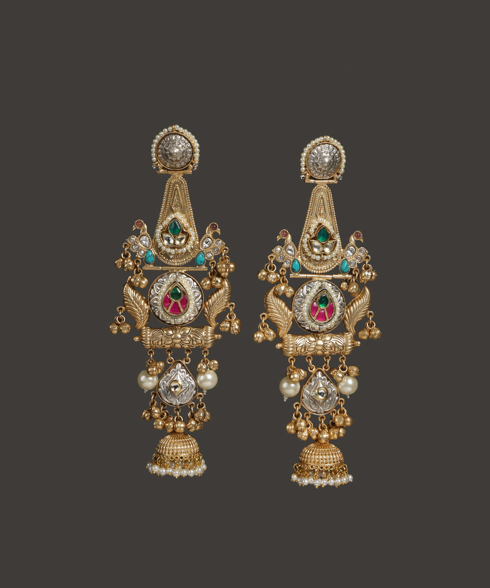 Aariyeh_Handcrafted_Golden_Earrings_With_Bird_Motifs_WeaverStory_02