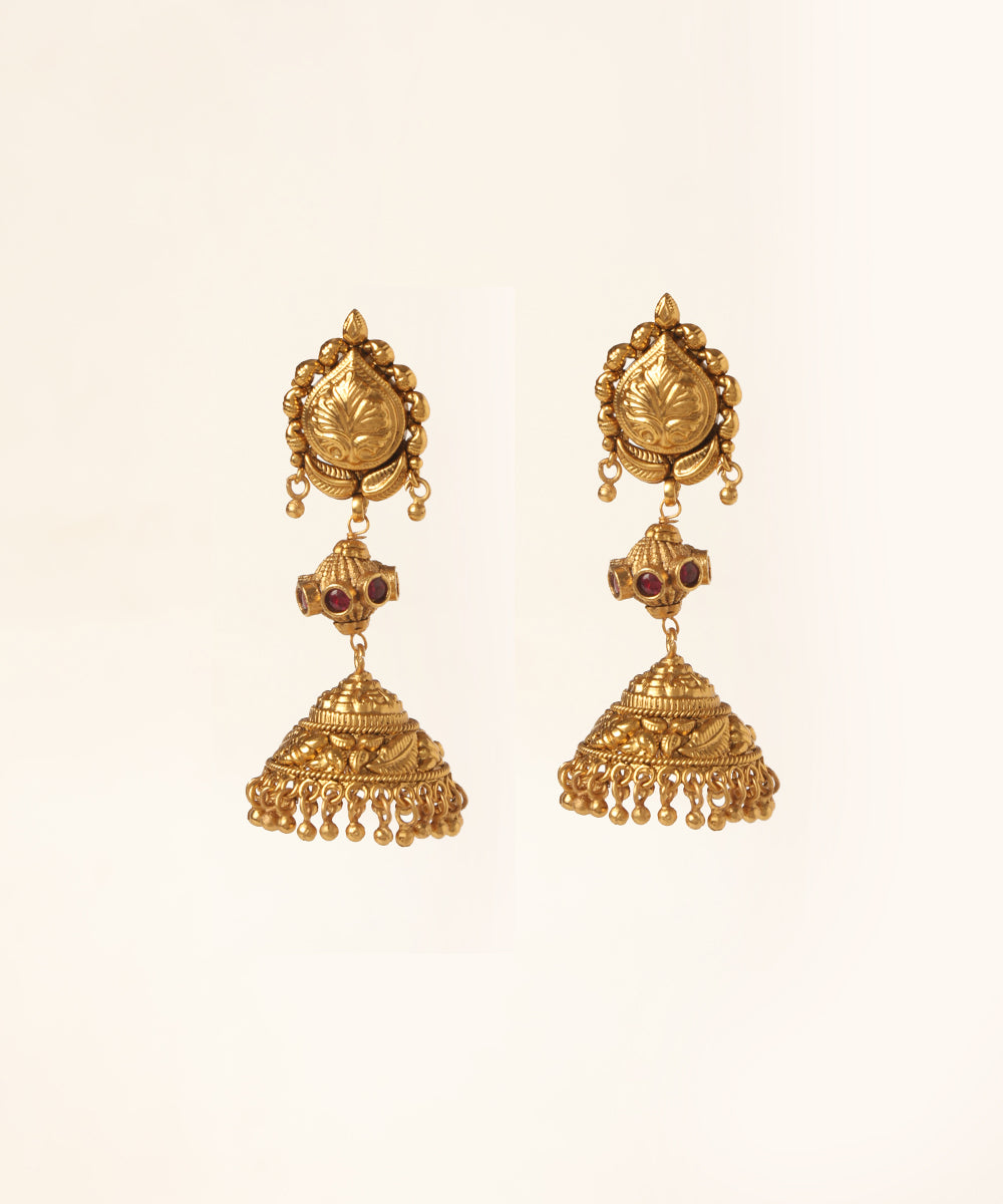 Otis_Handcrafted_Jhumkas_With_Pink_Stones_WeaverStory_02