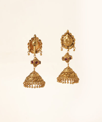 Otis_Handcrafted_Jhumkas_With_Pink_Stones_WeaverStory_03