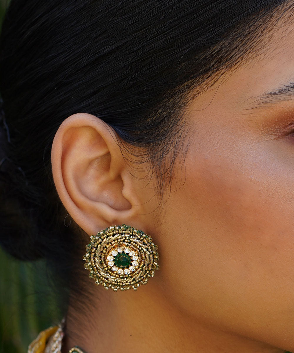 Hand-Beaded_Gold_Concentric_Circle_Stud_Earrings_WeaverStory_01