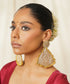 Gold_Triangular_Dangle_Earrings_With_Circular_Embroidered_Stud_WeaverStory_01