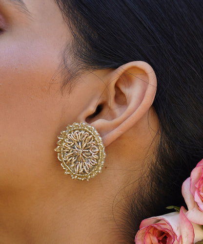 Handcrafted_Gold_&amp;_Silver_Threadwork_Stud_Earrings_WeaverStory_03