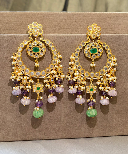 Crystal &amp; Bead Chandbali Earrings