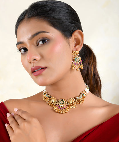 Gajalakshmi Temple Choker Set