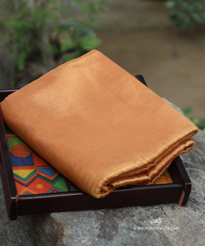 Rust_Handloom_Plain_Pure_Tissue_Chanderi_Fabric_WeaverStory_01