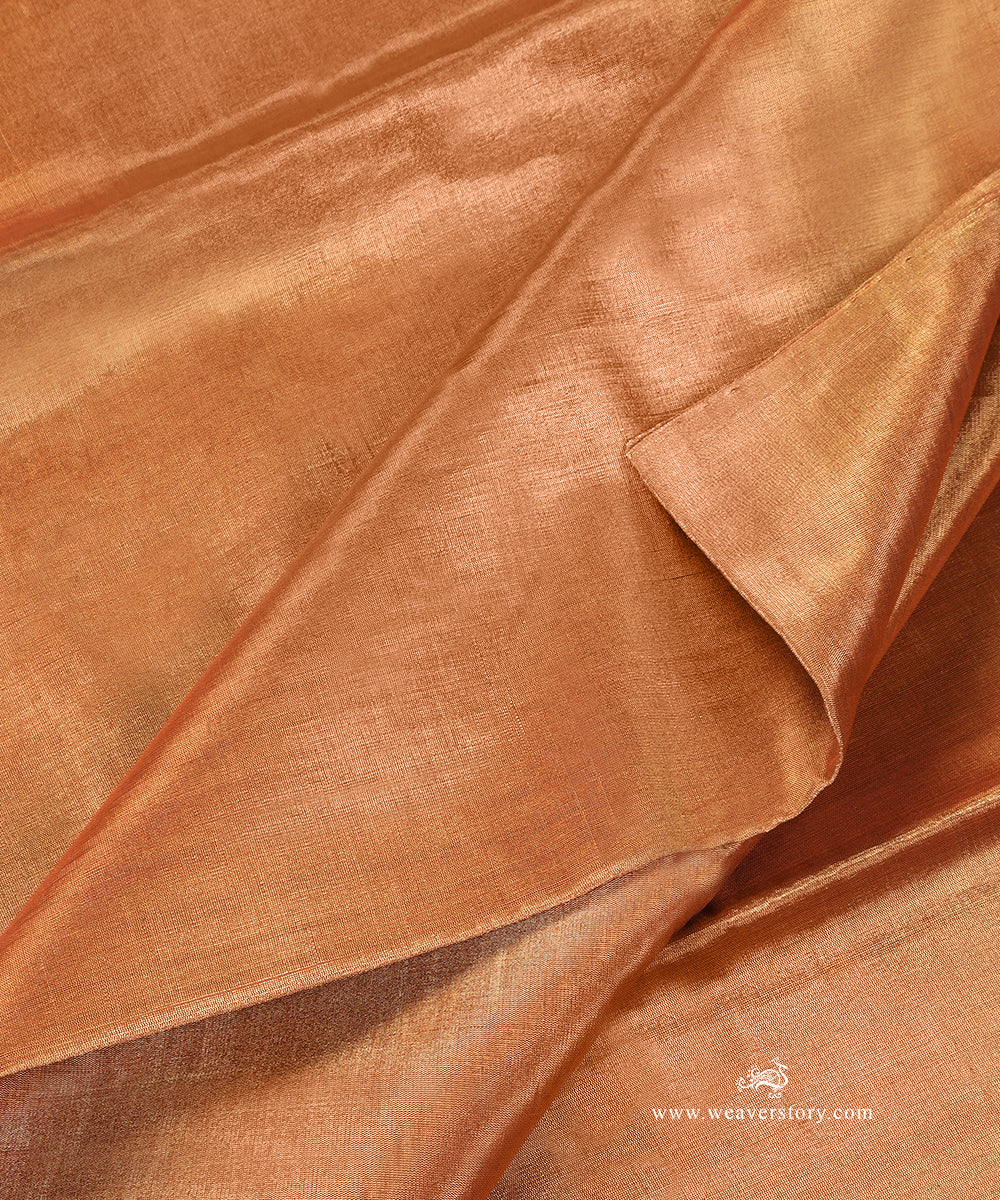 Rust_Handloom_Plain_Pure_Tissue_Chanderi_Fabric_WeaverStory_04