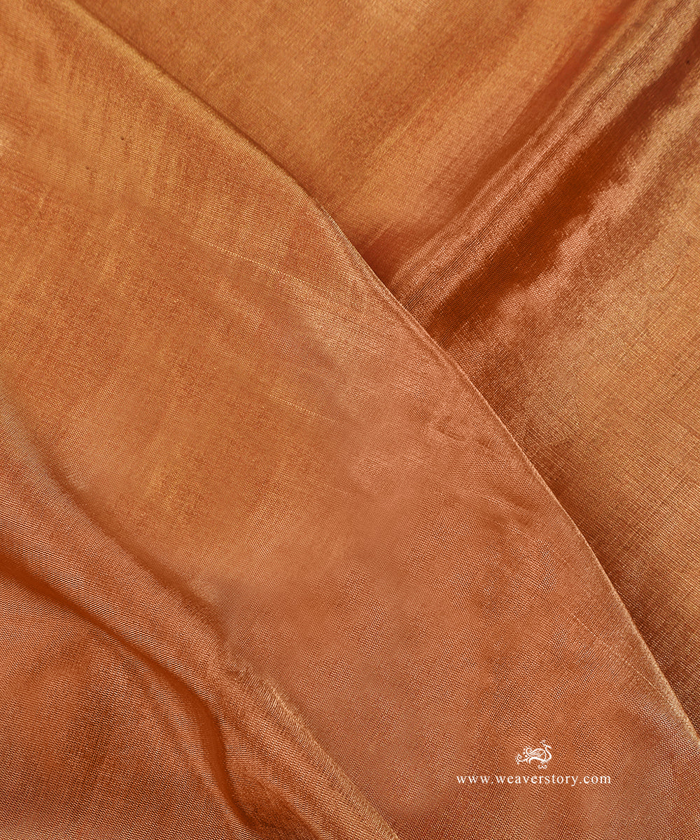 Rust_Handloom_Plain_Pure_Tissue_Chanderi_Fabric_WeaverStory_05