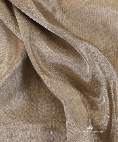 Silver_And_Beige_Handloom_Plain_Pure_Tissue_Chanderi_Fabric_WeaverStory_05