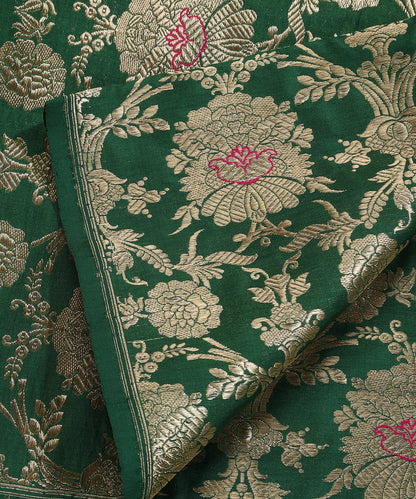 Green_Handloom_Pure_Katan_Silk_Tanchoi_Banarasi_Fabric_With_Odhna_Jaal_WeaverStory_04