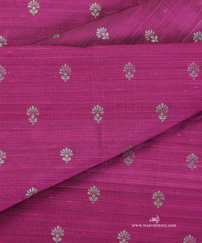 Purple_Handloom_Pure_Tussar_Silk_Banarasi_Fabric_With_Zari_Booti_WeaverStory_04