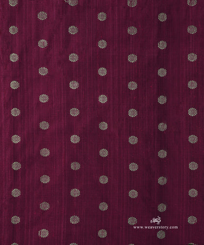 Purple_Handloom_Pure_Tussar_Silk_Banarasi_Fabric_With_Asharfi_Zari_Booti_WeaverStory_02