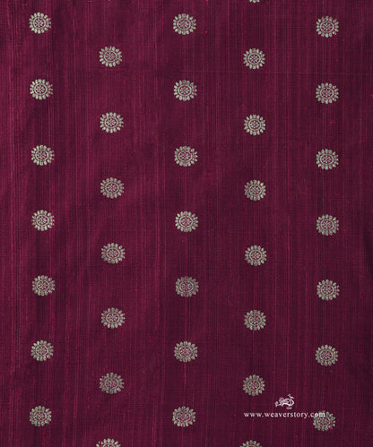 Purple_Handloom_Pure_Tussar_Silk_Banarasi_Fabric_With_Asharfi_Zari_Booti_WeaverStory_03