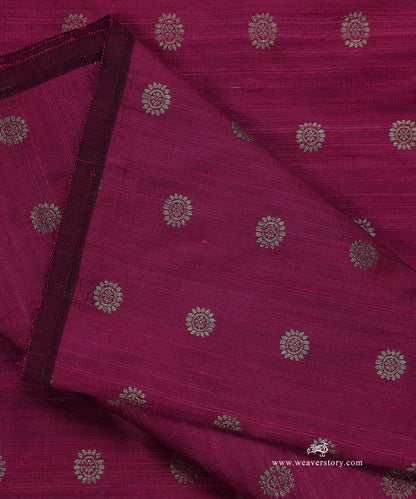 Purple_Handloom_Pure_Tussar_Silk_Banarasi_Fabric_With_Asharfi_Zari_Booti_WeaverStory_04