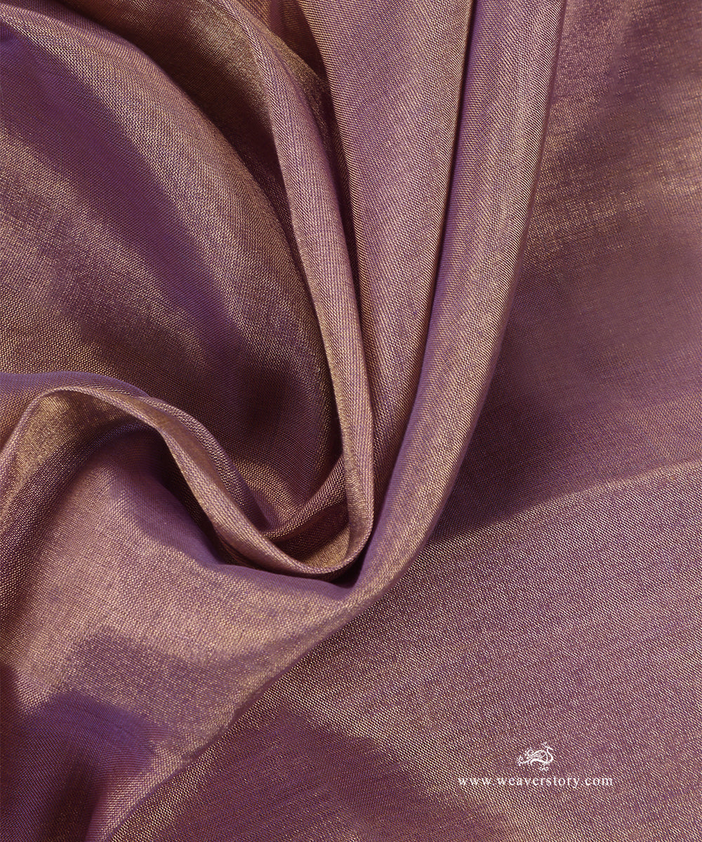 Mauve_Gold_Handloom_Plain_Pure_Tissue_Chanderi_Fabric_WeaverStory_05