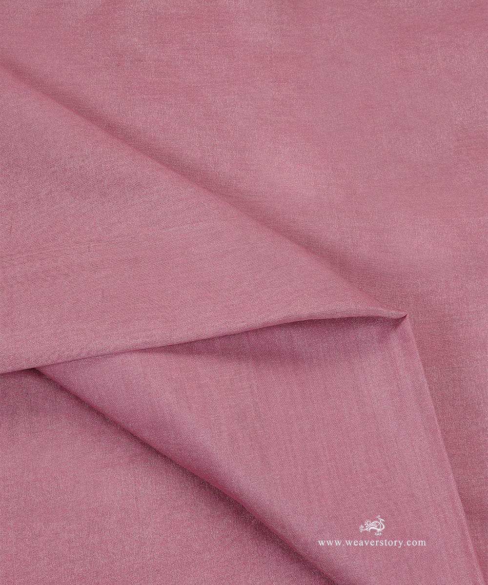 Pink_Handloom_Plain_Pure_Cotton_Tissue_Chanderi_Fabric_WeaverStory_04