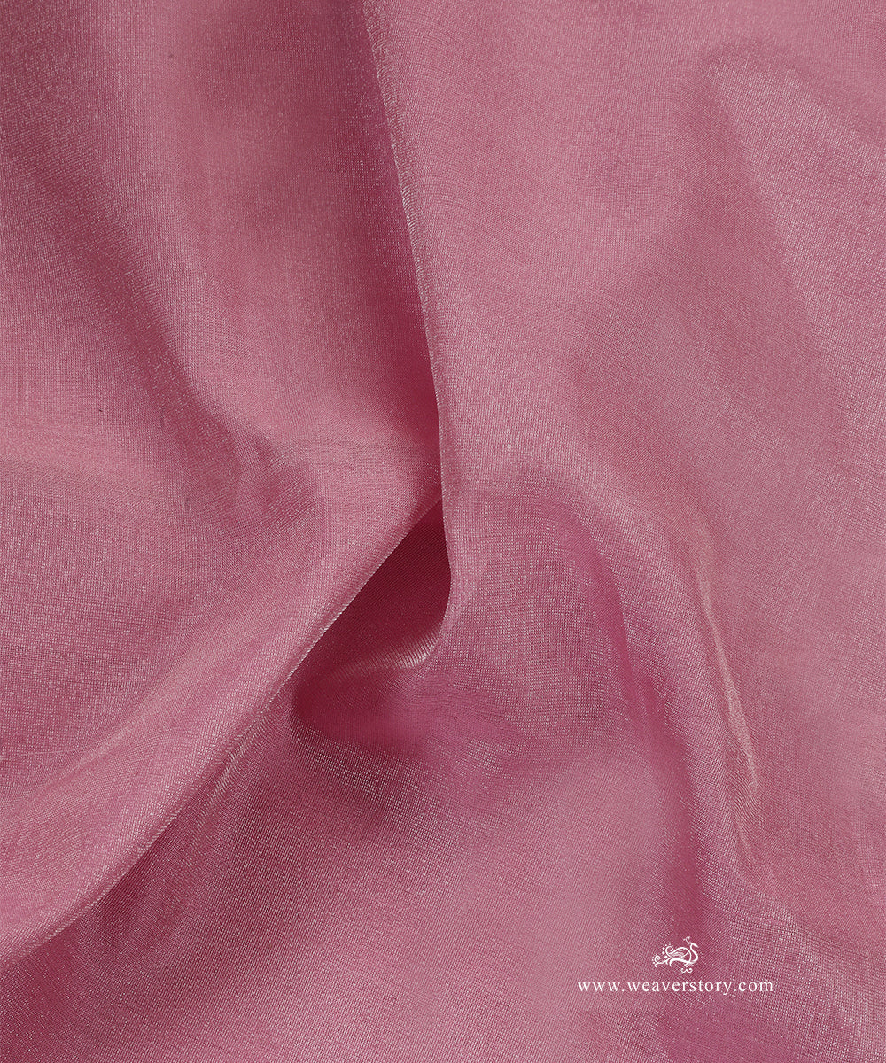 Pink_Handloom_Plain_Pure_Cotton_Tissue_Chanderi_Fabric_WeaverStory_05