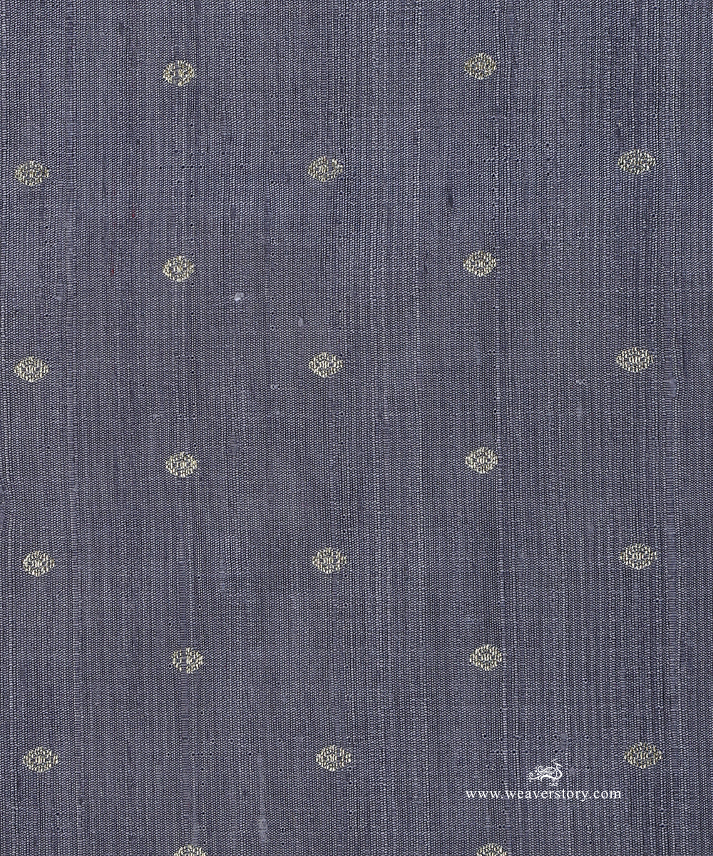 Grey_Handloom_Pure_Raw_Silk_Banarasi_Fabric_With_Small_Zari_Booti_WeaverStory_03