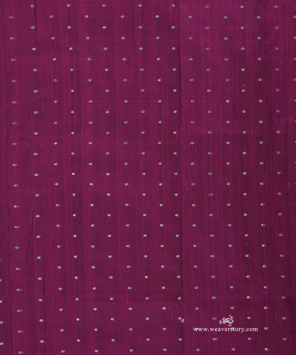 Handloom_Purple_Pure_Raw_Silk_Banarasi_Fabric_With_Small_Zari_Booti_WeaverStory_02