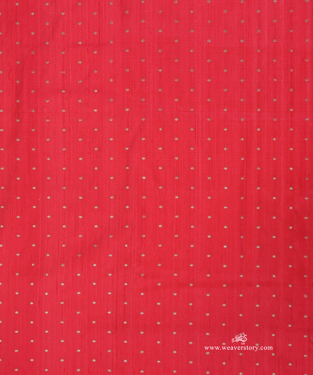 Pink_Handloom_Pure_Raw_Silk_Banarasi_Fabric_With_Small_Zari_Booti_WeaverStory_02