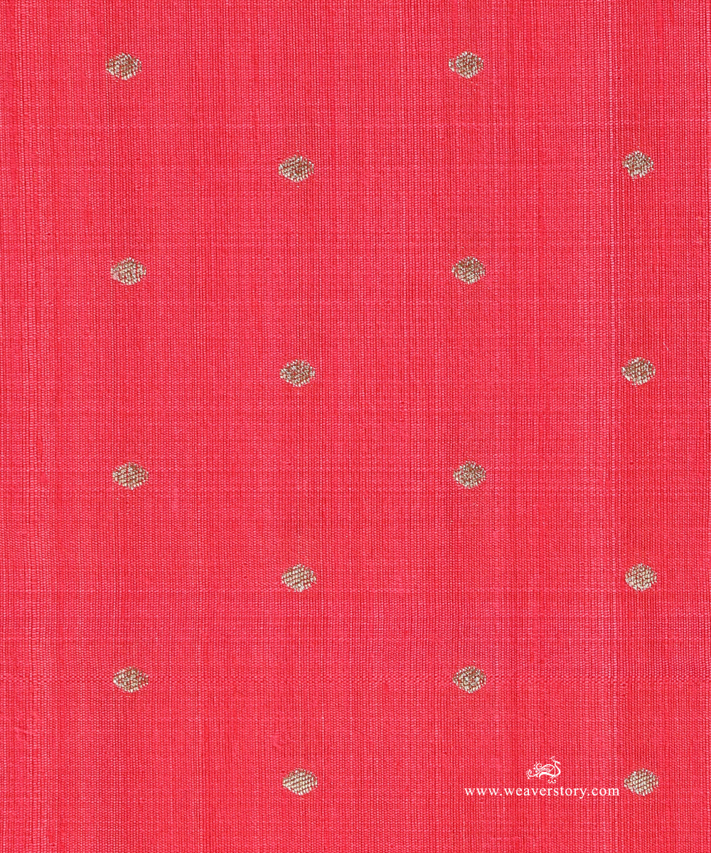 Pink_Handloom_Pure_Raw_Silk_Banarasi_Fabric_With_Small_Zari_Booti_WeaverStory_03