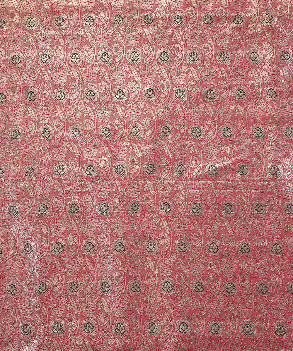 Handloom_Rani_Pink_Pure_Katan_Silk_Kinkhwab_Banarasi_Fabric_With_Green_Meenakari_WeaverStory_02