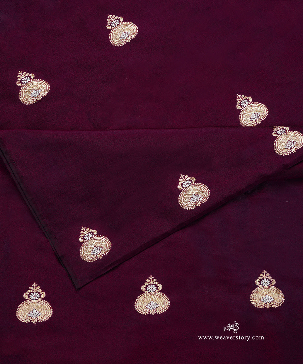 Handloom_Purple_Pure_Katan_Silk_Banarasi_Fabric_With_Gold_And_Silver_Kadhwa_Booti_WeaverStory_04