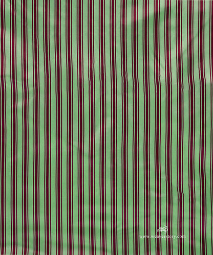 Mint_Green_And_Purple_Handloom_Pure_Satin_Silk_Striped_Banarasi_Fabric_WeaverStory_02