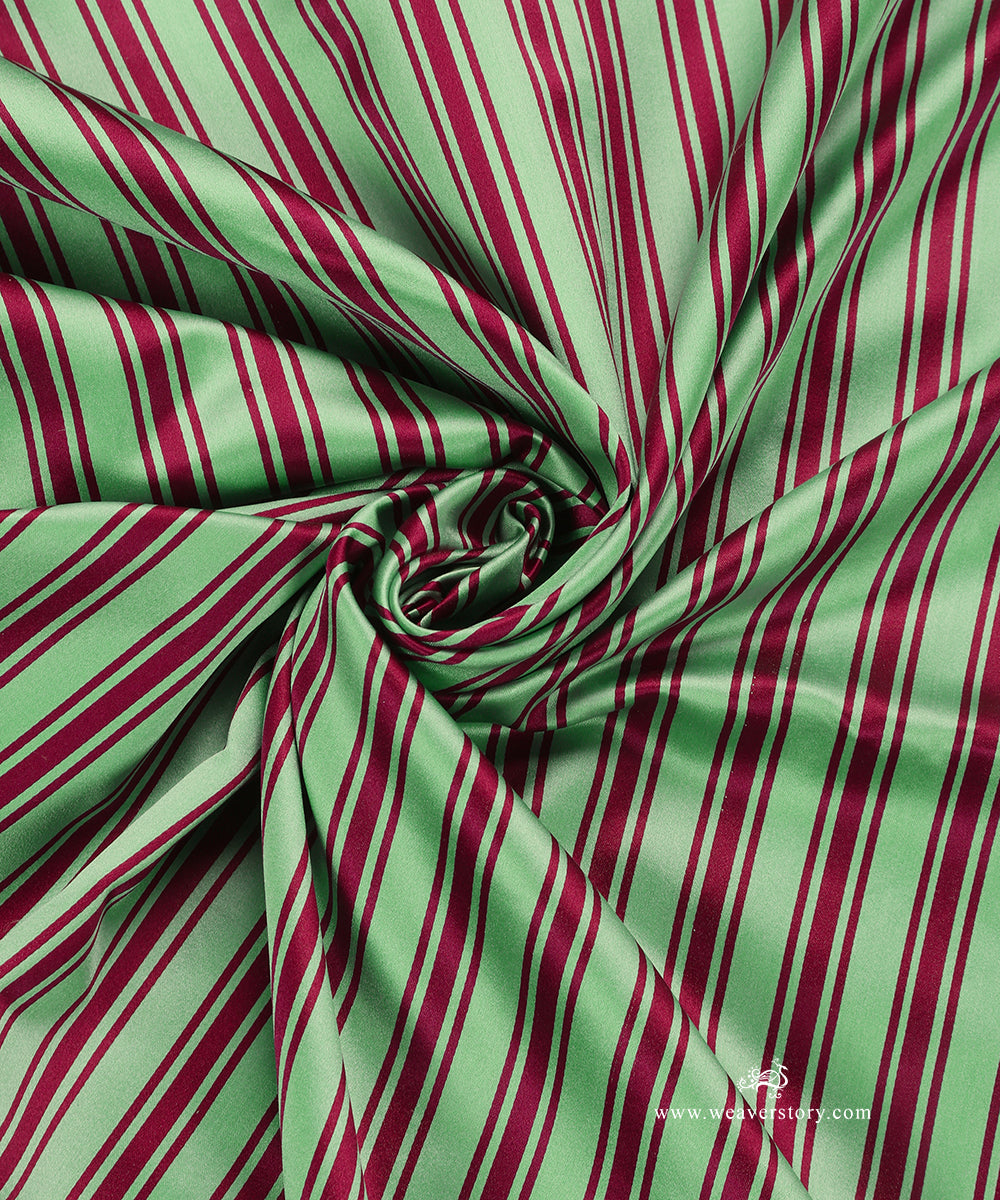 Mint_Green_And_Purple_Handloom_Pure_Satin_Silk_Striped_Banarasi_Fabric_WeaverStory_05