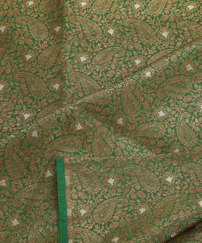 Green_Handloom_Pure_Katan_Silk_Kimkhab_Banarasi_Fabric_In_Antique_Zari_With_Paisley_Motifs_WeaverStory_04