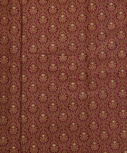 Wine_Handloom_Pure_Katan_Silk_Kimkhab_Banarasi_Fabric_In_Antique_Zari_With_Mughal_Motifs_WeaverStory_02