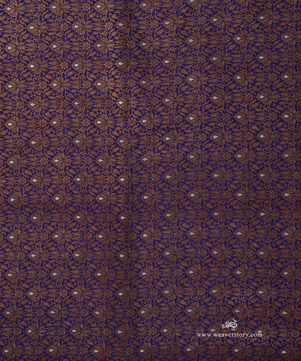 Purple_Handloom_Pure_Katan_Silk_Kimkhab_Banarasi_Fabric_In_Antique_Zari_With_Silver_Meenakari_And_Floral_Motifs_WeaverStory_02