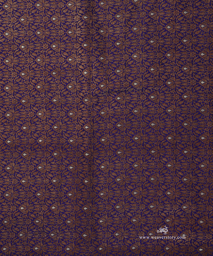 Purple_Handloom_Pure_Katan_Silk_Kimkhab_Banarasi_Fabric_In_Antique_Zari_With_Silver_Meenakari_And_Floral_Motifs_WeaverStory_02