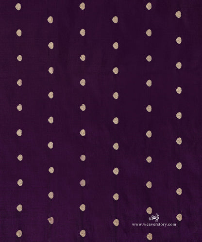 Handloom_Dark_Purple_Pure_Katan_Silk_Banarasi_Fabric_With_Cutwork_Booti_WeaverStory_02