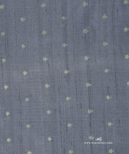 Handloom_Grey_Pure_Tussar_Silk_Banarasi_Fabric_With_Cutwork_Booti_WeaverStory_03